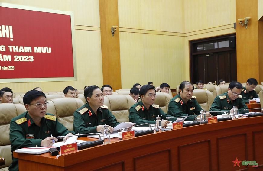 Thượng tướng Nguyễn Tân Cương chủ trì Hội nghị giao ban Bộ Tổng Tham mưu tháng 10-2023