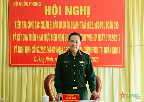 Thượng tướng Vũ Hải Sản làm việc với Quân khu 3 về công tác xây dựng, quản lý doanh trại