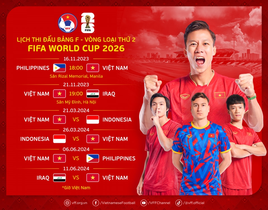 Vòng loại World Cup 2026: Lịch thi đấu tháng 11 của đội tuyển Việt Nam