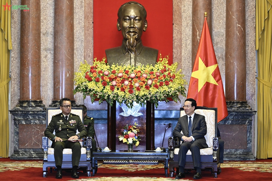 Chủ tịch nước Võ Văn Thưởng tiếp Phó thủ tướng, Bộ trưởng Bộ Quốc phòng Campuchia