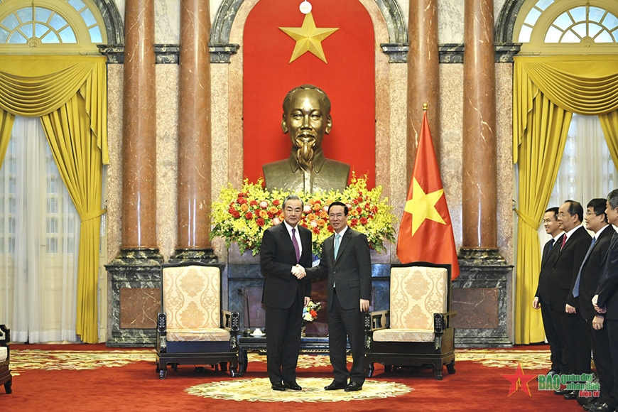 Chủ tịch nước Võ Văn Thưởng tiếp Bộ trưởng Bộ Ngoại giao Trung Quốc Vương Nghị
