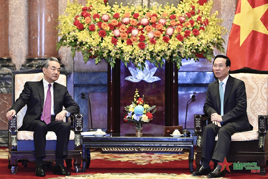 Chủ tịch nước Võ Văn Thưởng tiếp Bộ trưởng Bộ Ngoại giao Trung Quốc Vương Nghị
