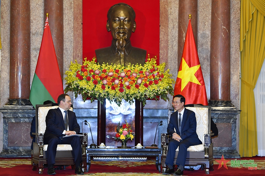 Chủ tịch nước Võ Văn Thưởng tiếp Thủ tướng Belarus