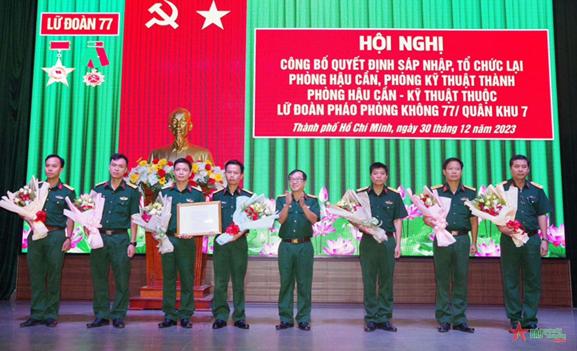 Lữ đoàn Pháo Phòng không 77 (Quân khu 7) sáp nhập, tổ chức lại Phòng Hậu cần, Phòng Kỹ thuật