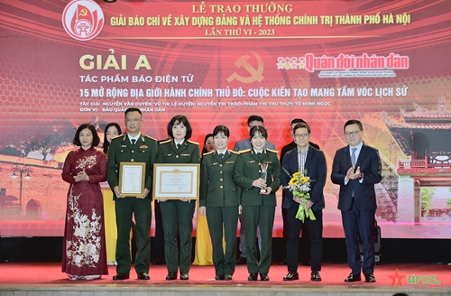 Báo Quân đội nhân dân đoạt giải A Giải Báo chí về xây dựng Đảng và hệ thống chính trị thành phố Hà Nội lần thứ VI năm 2023