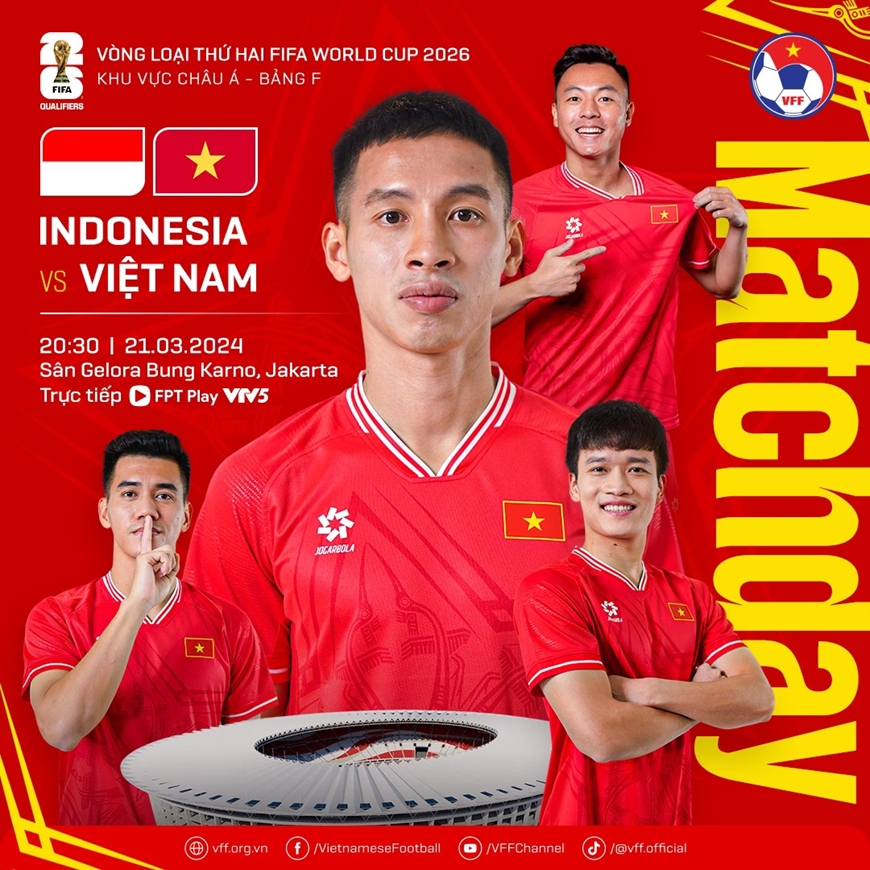 Link xem trực tiếp Việt Nam và Indonesia (vòng loại World Cup 2026)