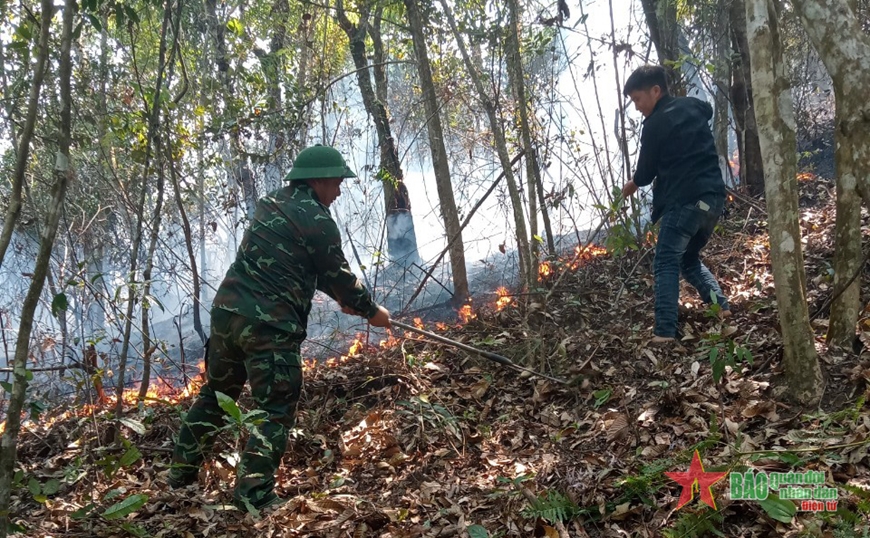 Gần 700 cán bộ, chiến sĩ lực lượng vũ trang và nhân dân chữa cháy rừng Điện Biên