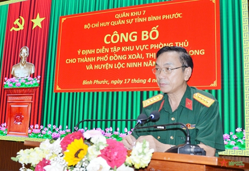Bình Phước công bố ý định diễn tập khu vực phòng thủ các địa phương năm 2024