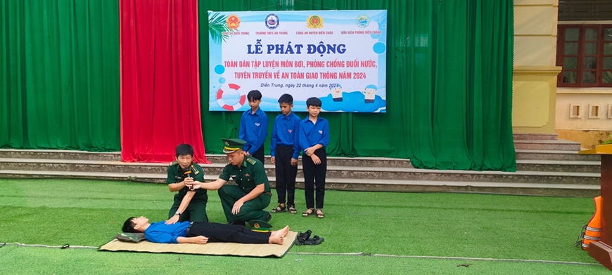 Đồn Biên phòng Diễn Thành: Tuyên truyền phòng chống đuối nước cho học sinh
