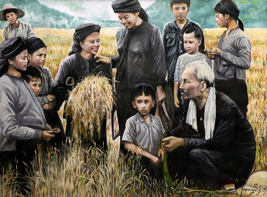 Triển lãm 55 bức tranh về Chủ tịch Hồ Chí Minh do họa sĩ Việt kiều Đào Trọng Lý sáng tác