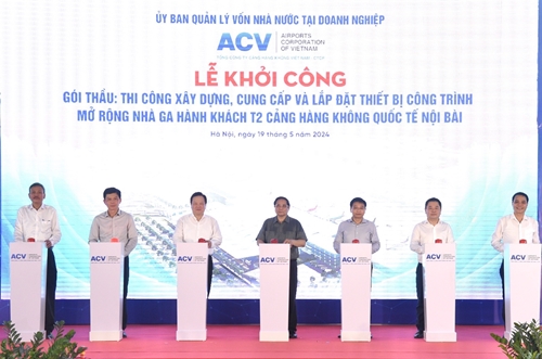 Thủ tướng Phạm Minh Chính phát lệnh khởi công Dự án mở rộng nhà ga hành khách T2 - Nội Bài 