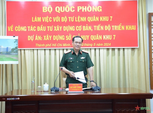 Thượng tướng Vũ Hải Sản làm việc với Quân khu 7 về công tác đầu tư, xây dựng cơ bản