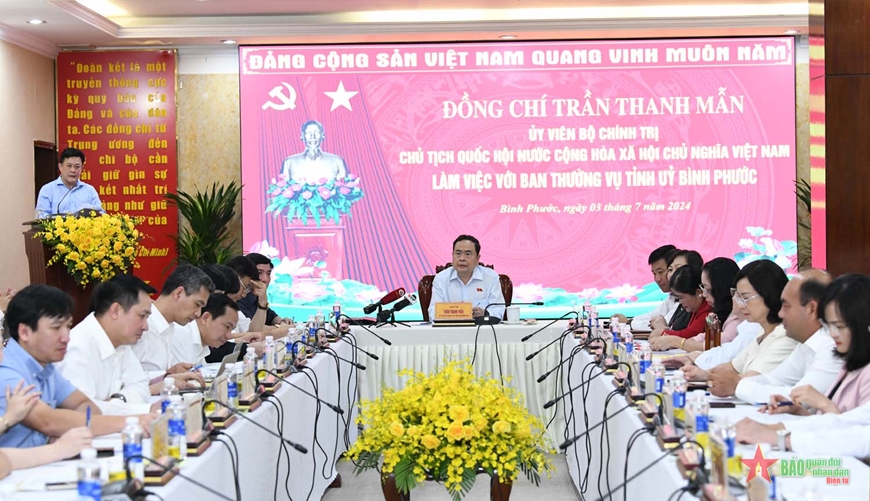 Chủ tịch Quốc hội Trần Thanh Mẫn làm việc với Ban Thường vụ Tỉnh ủy Bình Phước