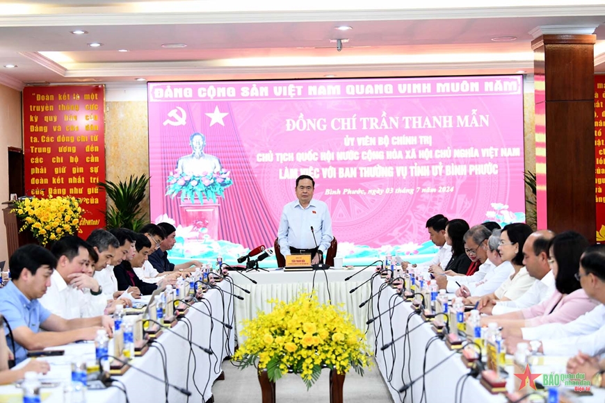 Chủ tịch Quốc hội Trần Thanh Mẫn làm việc với Ban Thường vụ Tỉnh ủy Bình Phước