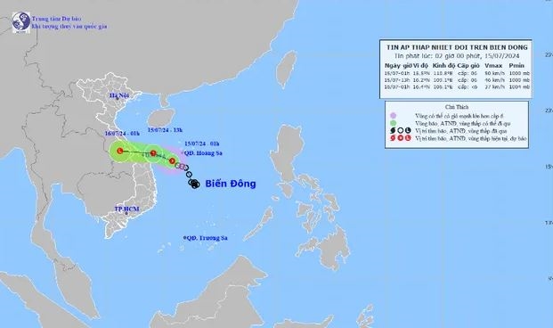 Áp thấp nhiệt đới áp sát bờ biển miền Trung, đổ bộ vào chiều nay