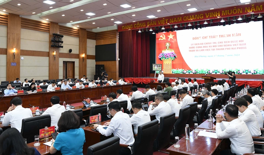 Chủ tịch Quốc hội Trần Thanh Mẫn làm việc với Ban Chấp hành Đảng bộ thành phố Hải Phòng