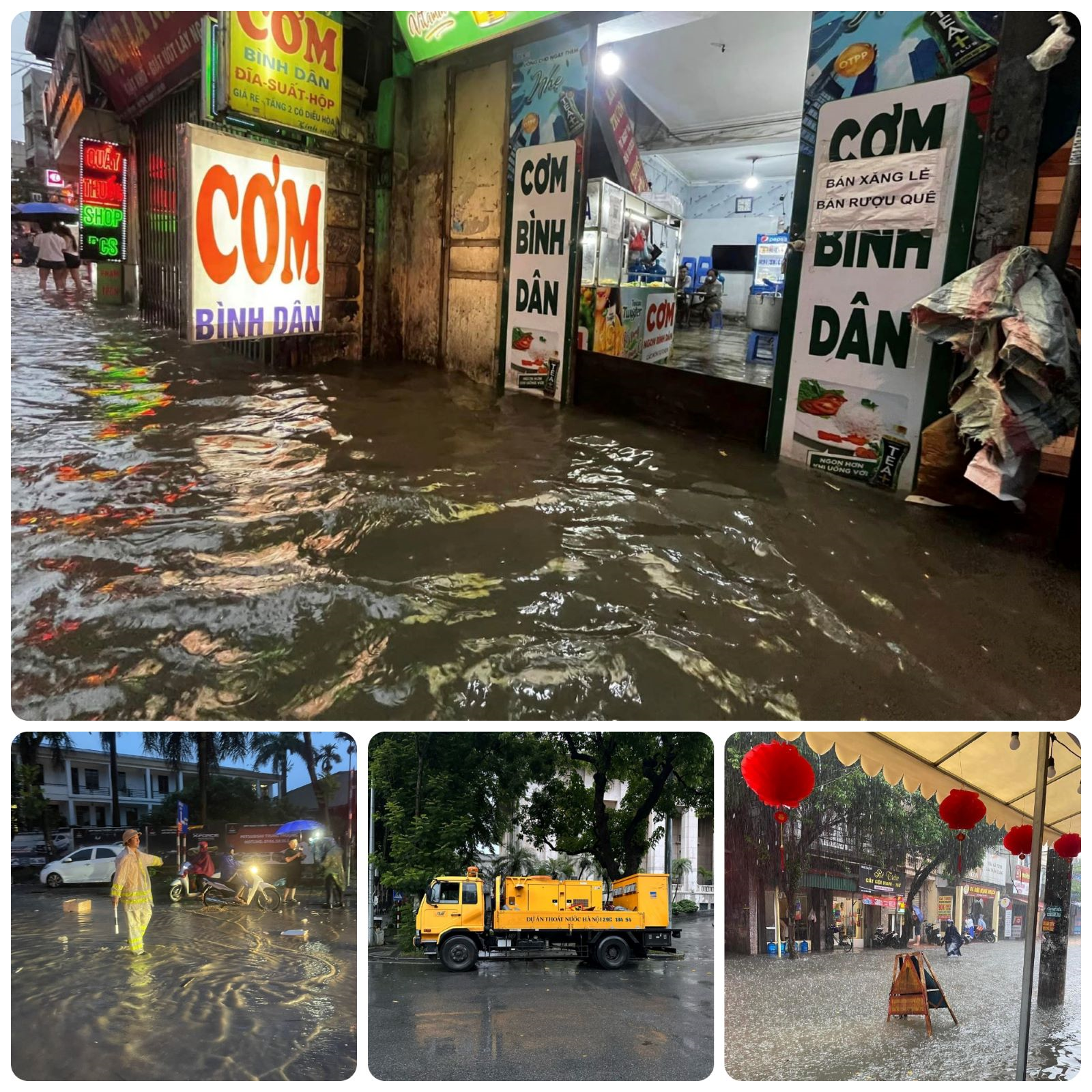 Hà Nội: Ảnh hưởng của hoàn lưu bão số 2, nhiều tuyến phố ngập úng sâu