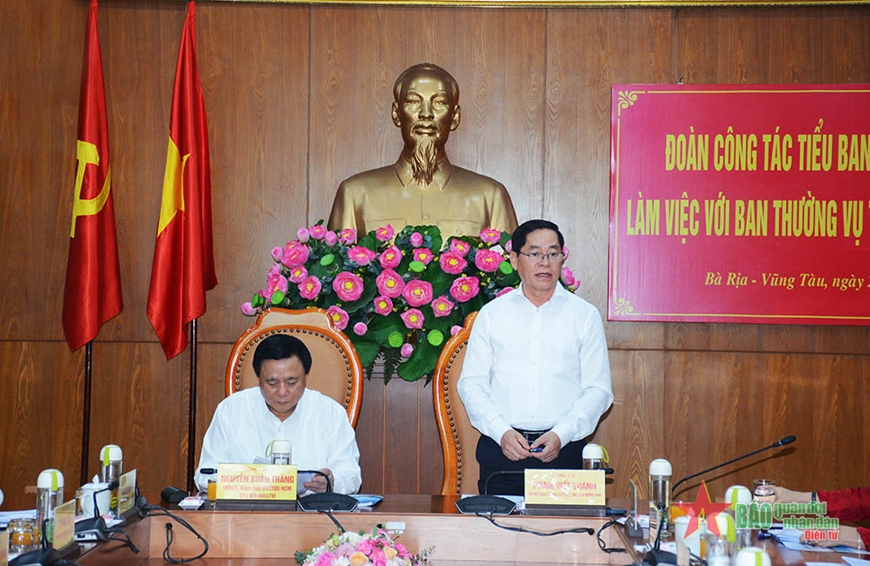 Đoàn Tiểu ban Văn kiện Đại hội XIV của Đảng làm việc với Ban Thường vụ Tỉnh ủy Bà Rịa-Vũng Tàu