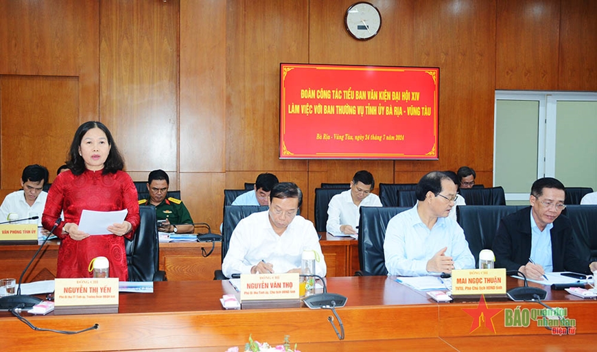 Đoàn Tiểu ban Văn kiện Đại hội XIV của Đảng làm việc với Ban Thường vụ Tỉnh ủy Bà Rịa-Vũng Tàu