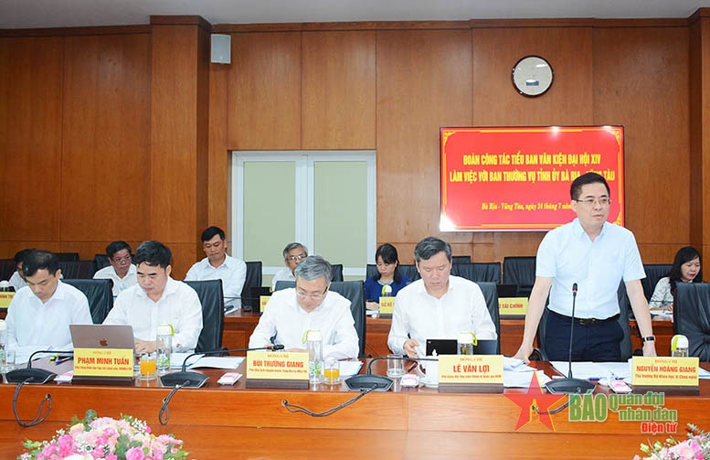 Đoàn Tiểu ban Văn kiện Đại hội XIV của Đảng làm việc với Ban Thường vụ Tỉnh ủy Bà Rịa-Vũng Tàu