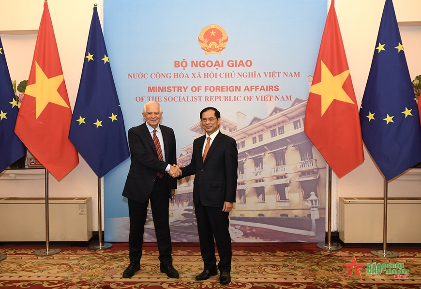Bộ trưởng Bộ Ngoại giao Bùi Thanh Sơn hội đàm với Phó chủ tịch Ủy ban châu Âu