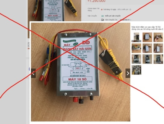 Kích điện bắt cá được rao bán tràn lan