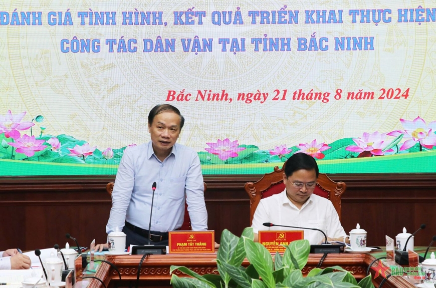 Đoàn công tác của Ban Dân vận Trung ương làm việc tại tỉnh Bắc Ninh