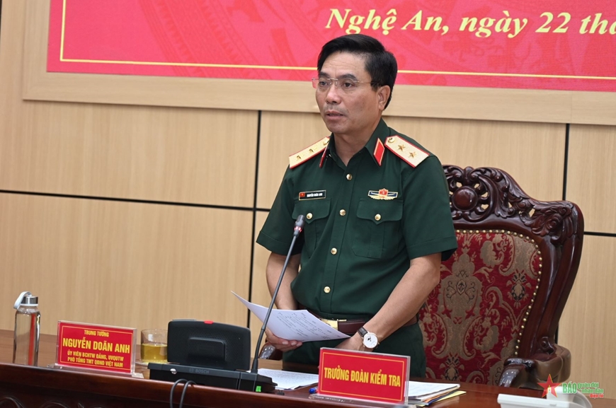 Bộ Tổng Tham mưu kiểm tra sẵn sàng chiến đấu tại Nghệ An