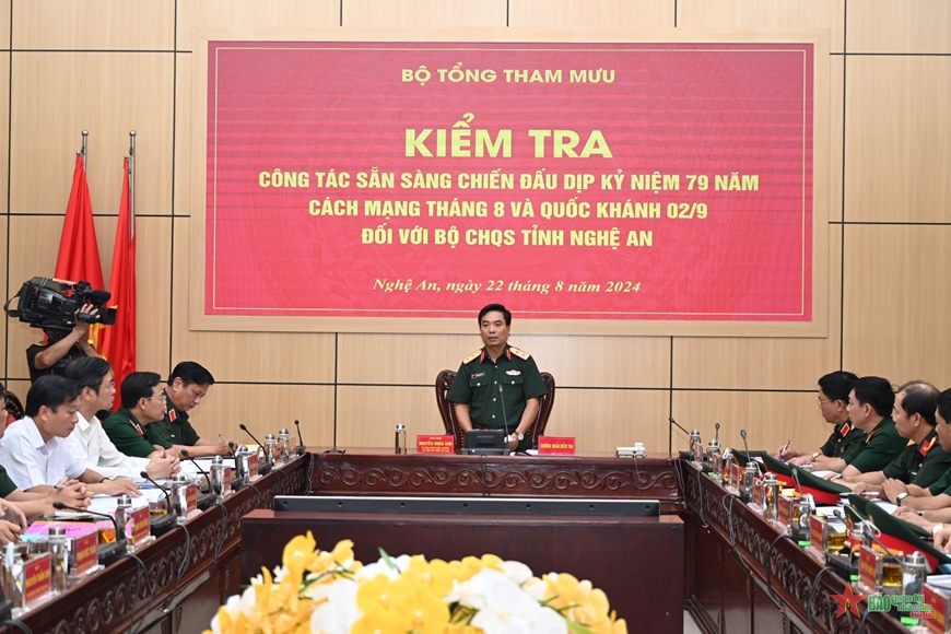 Bộ Tổng Tham mưu kiểm tra sẵn sàng chiến đấu tại Nghệ An