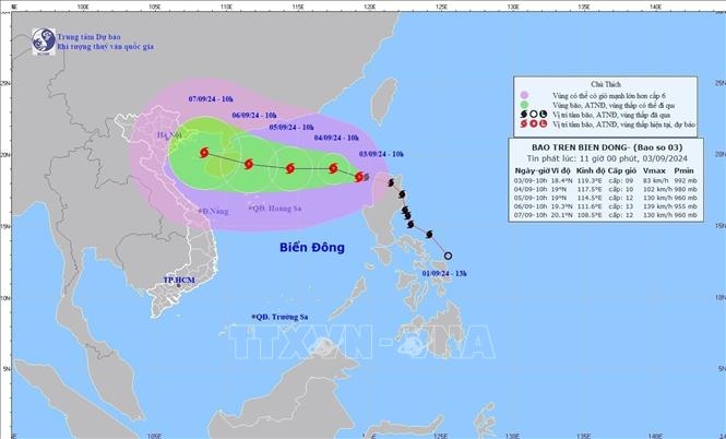 Nhiều vùng biển có gió mạnh, sóng lớn do ảnh hưởng của bão số 3