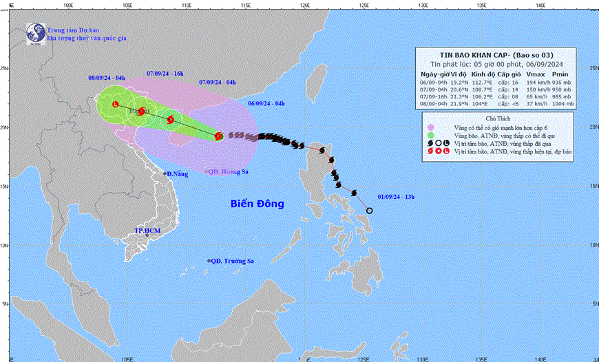 Thời tiết hôm nay (6-9): Siêu bão số 3 cách Quảng Ninh khoảng 620km, gió giật trên cấp 17