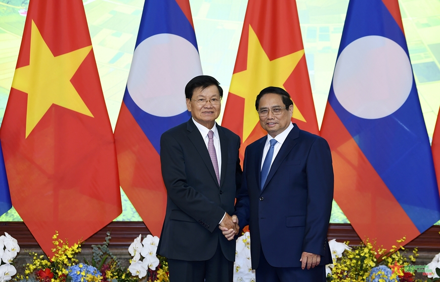 Thủ tướng Phạm Minh Chính hội kiến Tổng Bí thư, Chủ tịch nước Lào