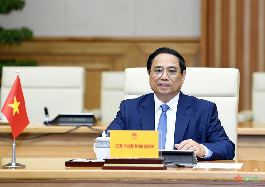 Thủ tướng Phạm Minh Chính hội kiến Tổng Bí thư, Chủ tịch nước Lào