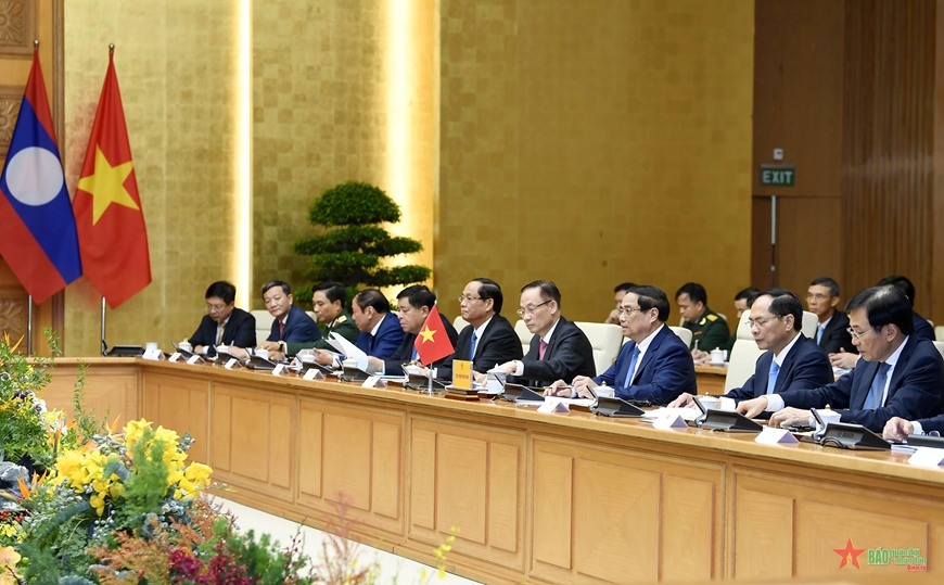Thủ tướng Phạm Minh Chính hội kiến Tổng Bí thư, Chủ tịch nước Lào