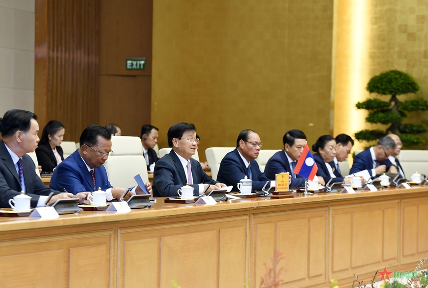 Thủ tướng Phạm Minh Chính hội kiến Tổng Bí thư, Chủ tịch nước Lào