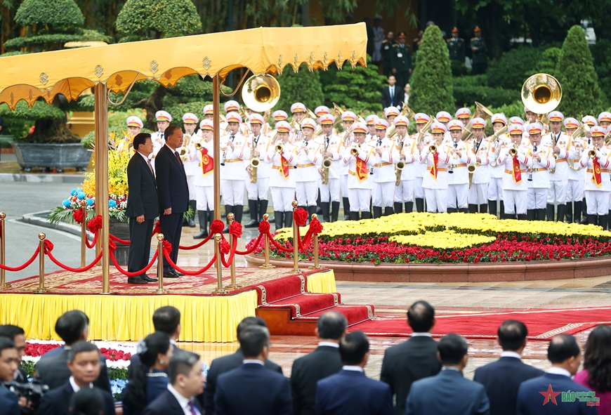 Tổng Bí thư, Chủ tịch nước Tô Lâm chủ trì Lễ đón Tổng Bí thư, Chủ tịch nước Lào thăm cấp Nhà nước đến Việt Nam