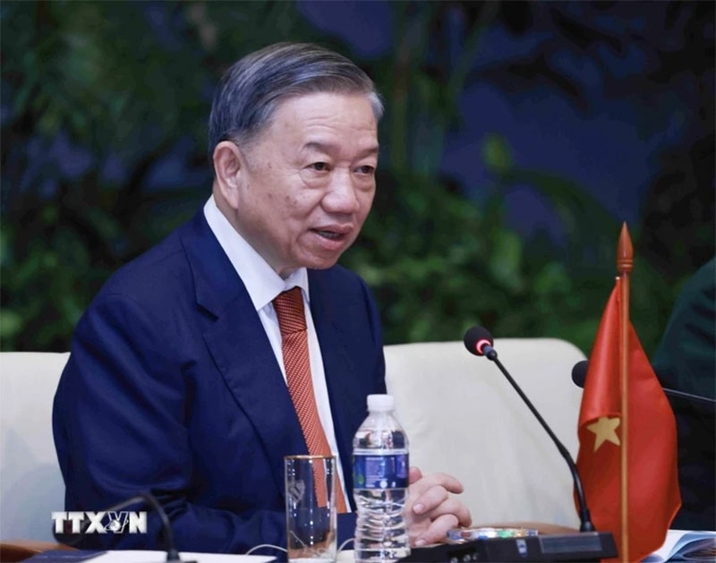 Tổng Bí thư, Chủ tịch nước Tô Lâm phát biểu tại cuộc hội đàm với Bí thư thứ nhất Đảng Cộng sản Cuba, Chủ tịch Cuba Miguel Diaz Canel Bermudez. 