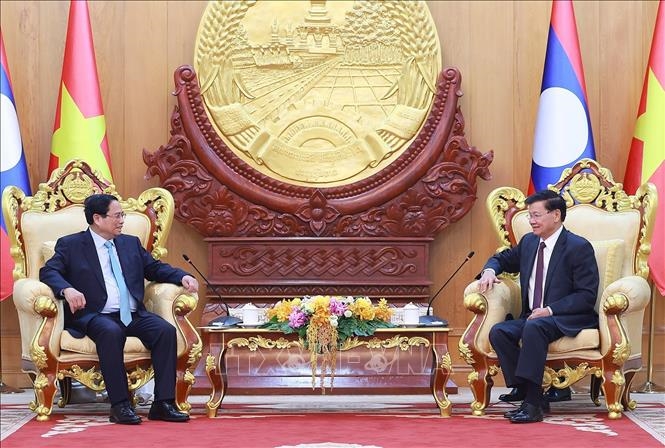 Thủ tướng Phạm Minh Chính hội kiến Tổng Bí thư, Chủ tịch nước Lào