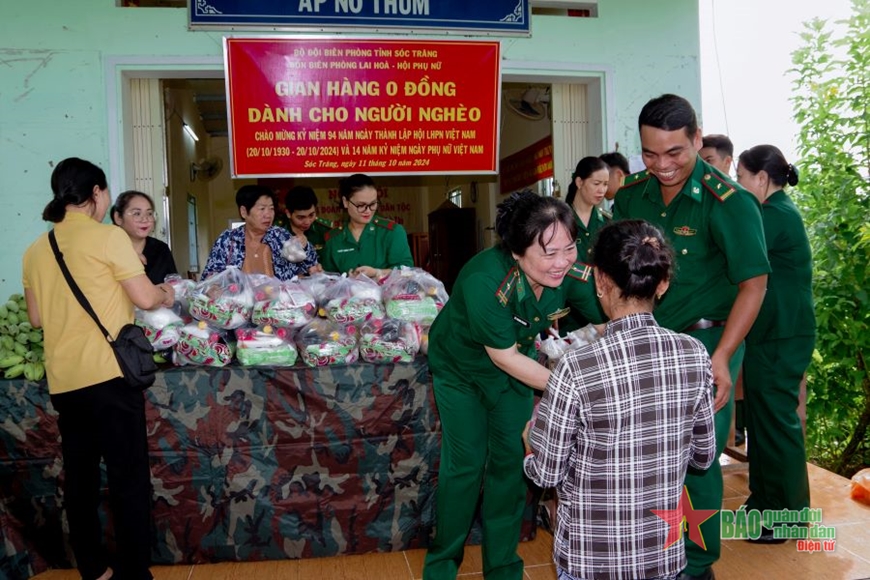 Hội Phụ nữ Bộ đội Biên phòng tỉnh Sóc Trăng thực hiện mô hình “Gian hàng 0 đồng dành cho người nghèo”