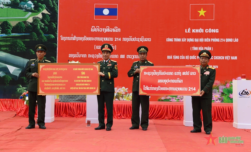 Khởi công công trình doanh trại Đại đội Biên phòng 214 của Lào