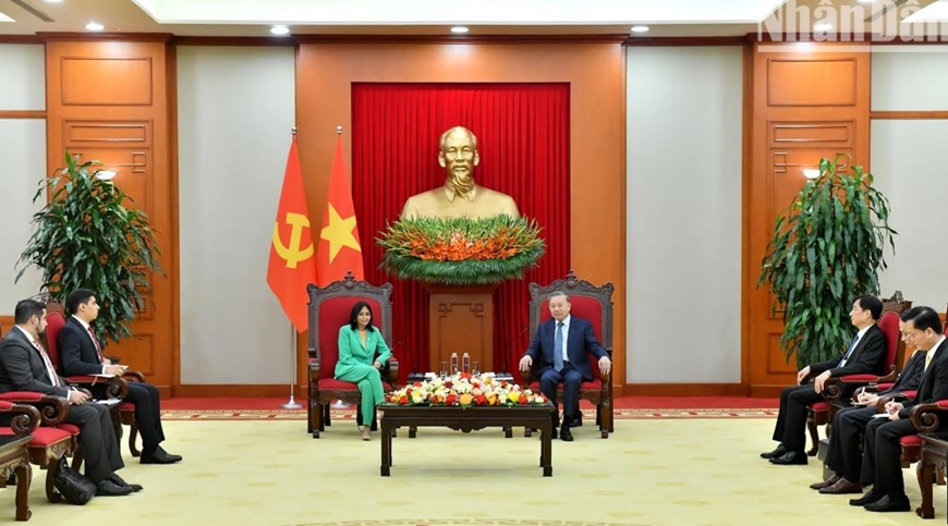 Tổng Bí thư Tô Lâm tiếp Phó tổng thống Thường trực Venezuela