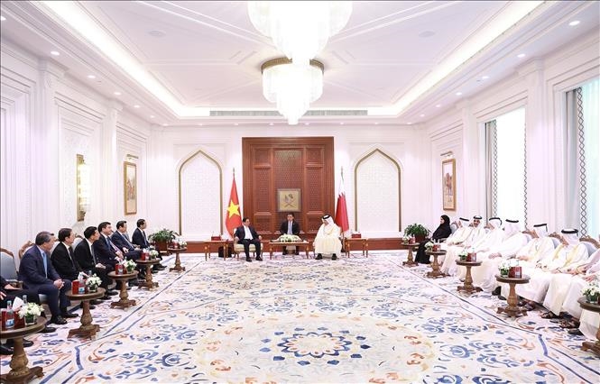 Thủ tướng Phạm Minh Chính hội kiến Chủ tịch Quốc hội Qatar