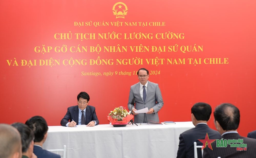 Chủ tịch nước Lương Cường thăm Đại sứ quán và cộng đồng người Việt Nam tại Chile