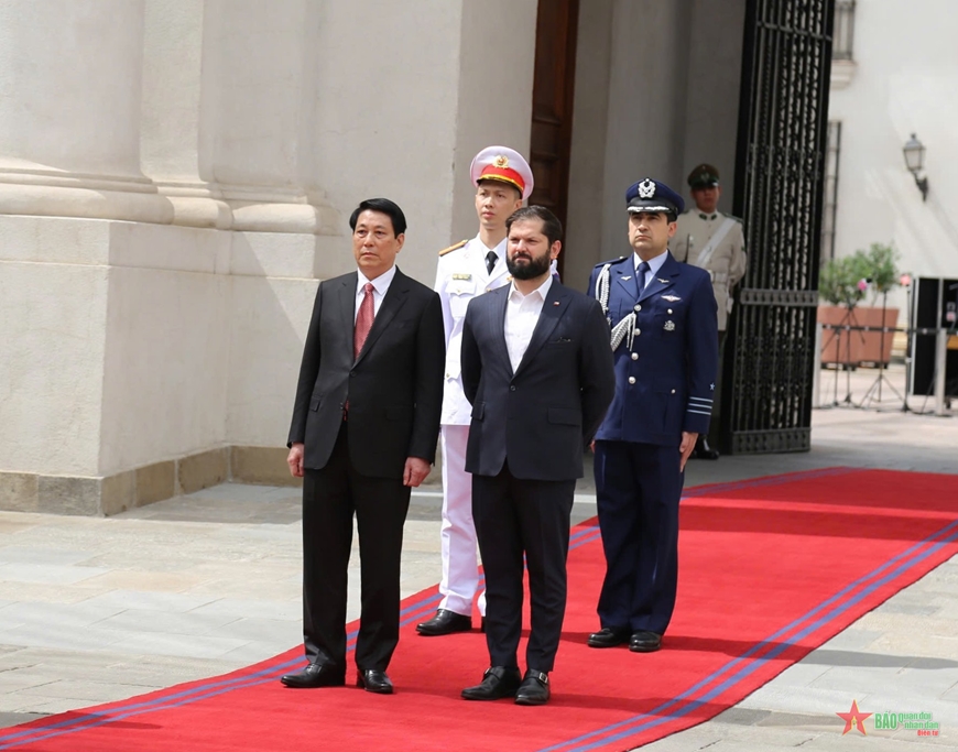Lễ đón Chủ tịch nước Lương Cường thăm chính thức Cộng hòa Chile