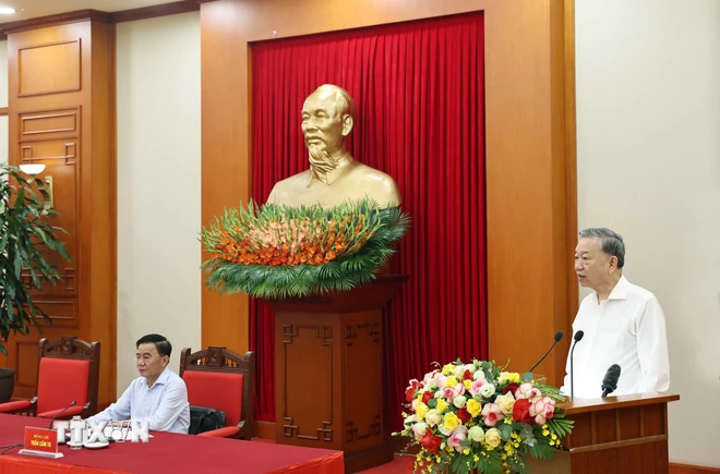 Tổng Bí thư Tô Lâm làm việc với Tiểu ban Văn kiện Đại hội XIV của Đảng