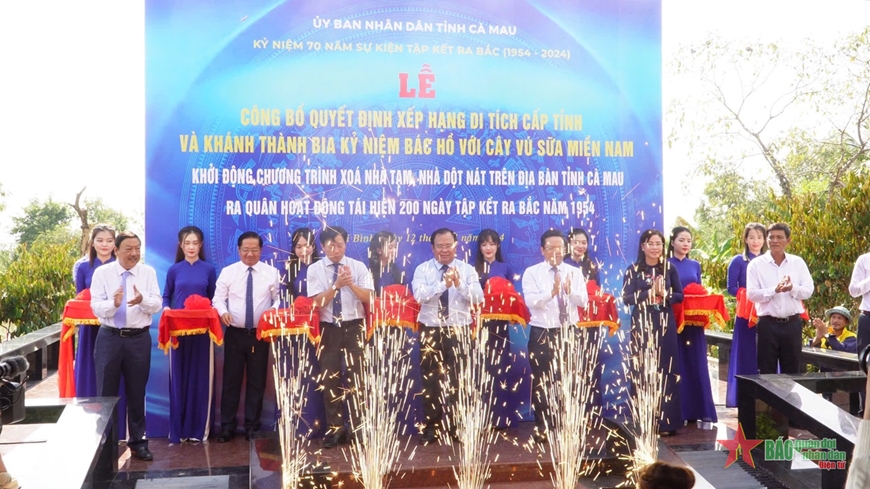 Cà Mau: Công bố quyết định xếp hạng di tích Bia kỷ niệm Bác Hồ với cây vú sữa miền Nam