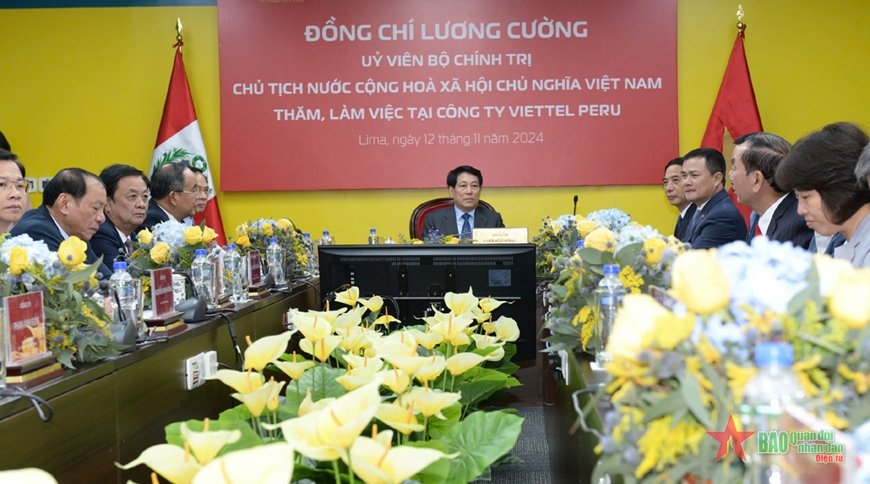 Chủ tịch nước Lương Cường thăm và làm việc tại Công ty Viettel Peru (Bitel)