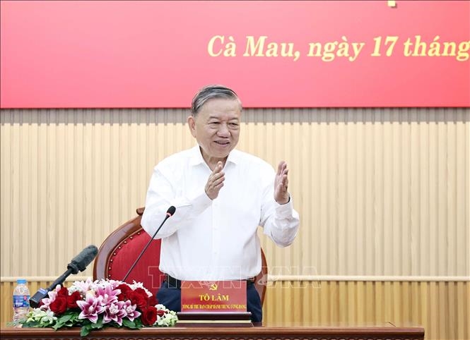 Tổng Bí thư Tô Lâm làm việc với Ban Thường vụ Tỉnh ủy Cà Mau