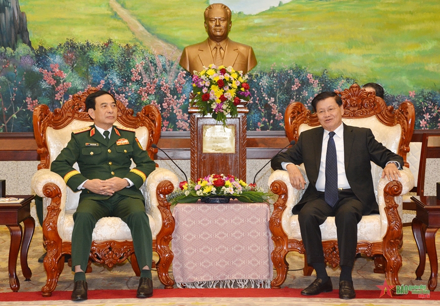 Đại tướng Phan Văn Giang chào xã giao Tổng Bí thư, Chủ tịch nước Lào