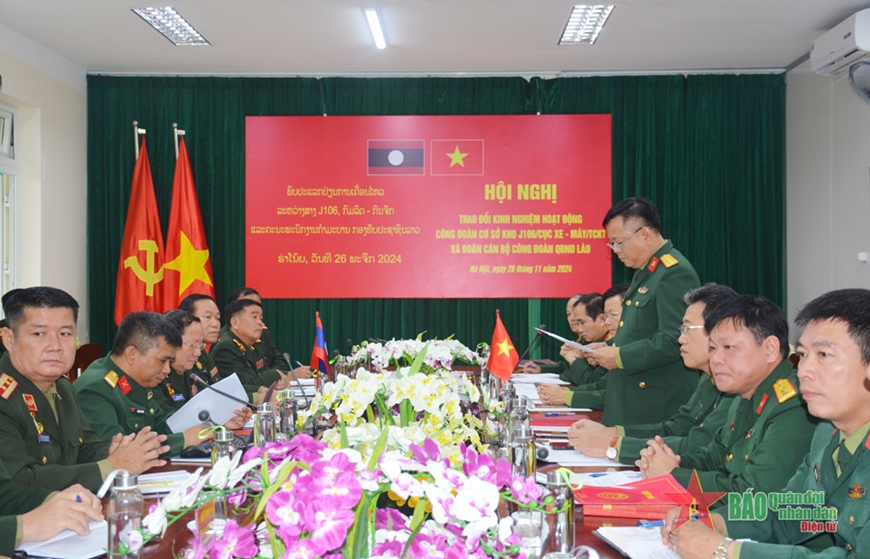 Đoàn cán bộ Công đoàn Quân đội nhân dân Lào trao đổi kinh nghiệm hoạt động tại Kho J106